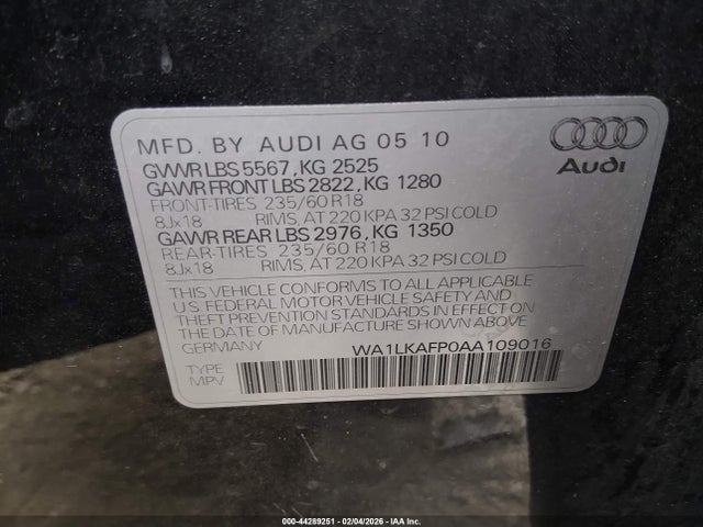 2010 AUDI Q5 WA1LKAFP0AA109016 Photo 8