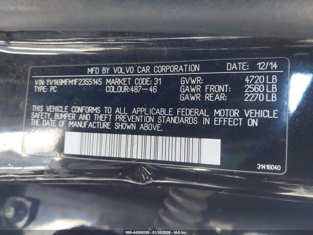 YV149MFM1F2355145 Volvo S60 T6 Platinum