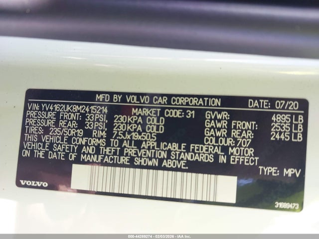 2021 VOLVO XC40 YV4162UK8M2415214 Photo 8