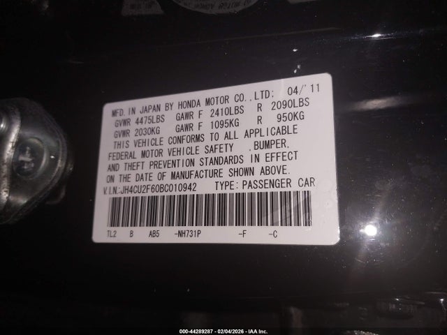 Aukcja sprzedaży 2011 Acura Tsx 2.4, vin: JH4CU2F60BC010942, numer aukcji: 44289287