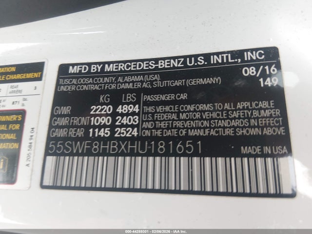 2017 MERCEDES-BENZ AMG C 63 55SWF8HBXHU181651 Photo 8