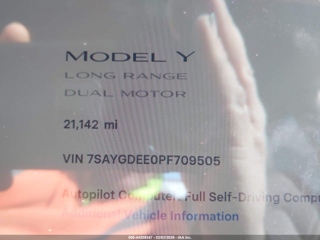 7SAYGDEE0PF709505 Tesla Model Y Awd/long Range Dual Motor All-wheel Drive
