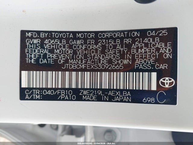 2025 TOYOTA COROLLA JTDBCMFEXS3092665 Photo 8