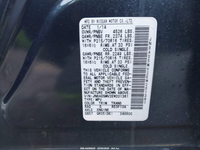 Nissan Rogue Select S 2014 JN8AS5MV2EW201361 Image 9