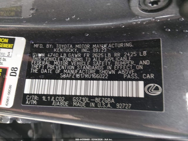 44289469 :رقم المزاد ، 58AFZ1B17RU166022 vin ، 2024 Lexus Es 350 Ultra Luxury مزاد بيع