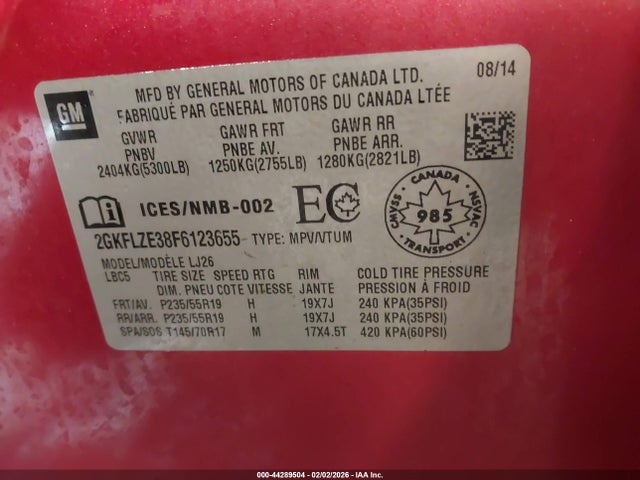 Aukcja sprzedaży 2015 Gmc Terrain Denali, vin: 2GKFLZE38F6123655, numer aukcji: 44289504