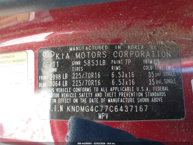 2012 KIA SEDONA KNDMG4C77C6437167 Photo 8