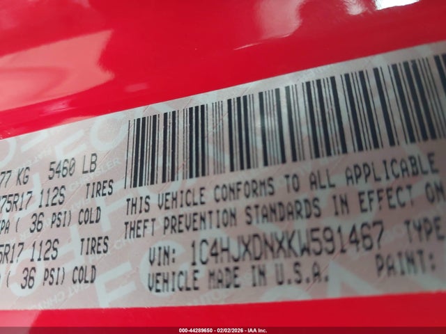 2019 JEEP WRANGLER UNLIMITED 1C4HJXDNXKW591467 Photo 8