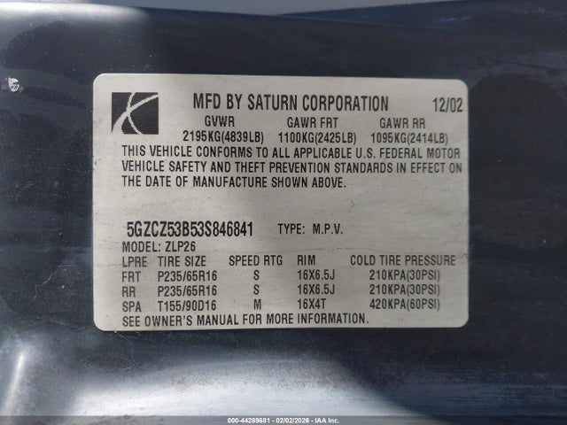 2003 SATURN VUE 5GZCZ53B53S846841 Photo 8