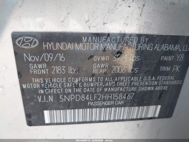 Hyundai ELANTRA SE 2017 5NPD84LF2HH158467 Image 9