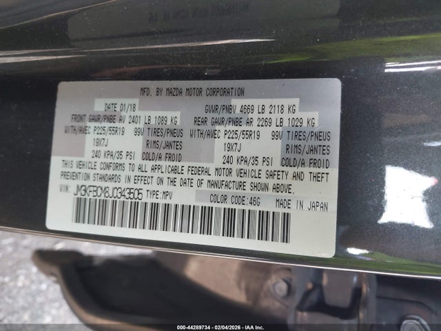 Aukcja sprzedaży 2018 Mazda Cx-5 Touring, vin: JM3KFBCM8J0343505, numer aukcji: 44289734