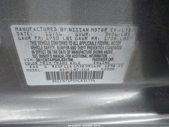 Nissan Versa 1.6 Sv 2017 3N1CN7AP5HL831756 Image 9