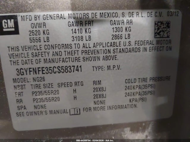 2012 CADILLAC SRX 3GYFNFE35CS583741 Photo 8