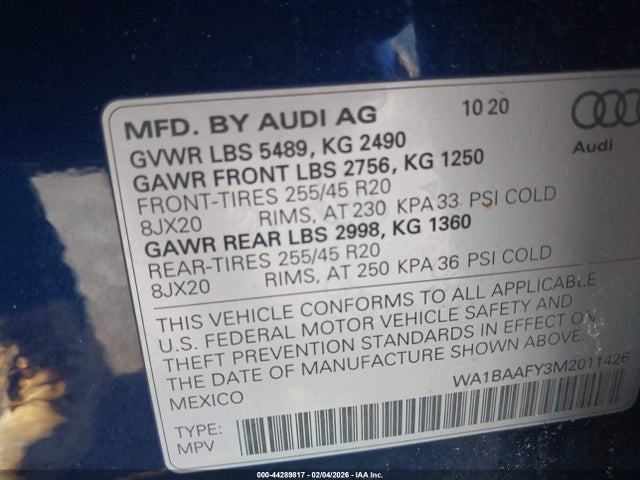 2021 AUDI Q5 WA1BAAFY3M2011426 Photo 8