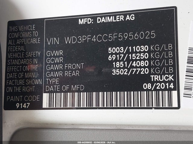 Mercedes-Benz Sprinter 3500 High Roof 2015 WD3PF4CC5F5956025 Image 8