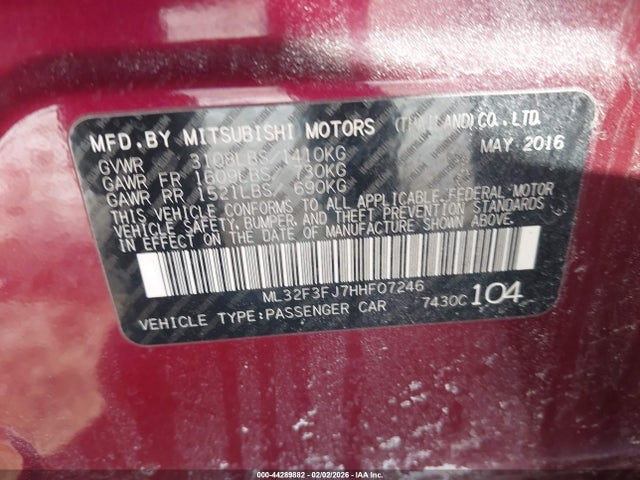 2017 MITSUBISHI MIRAGE G4 ML32F3FJ7HHF07246 Photo 8