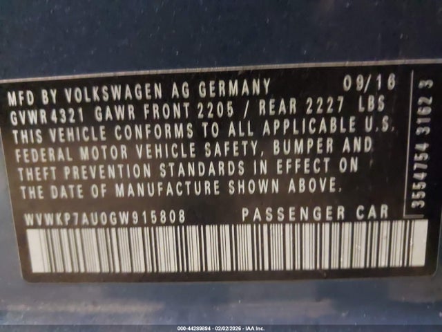 2016 VOLKSWAGEN E-GOLF WVWKP7AU0GW915808 Photo 8