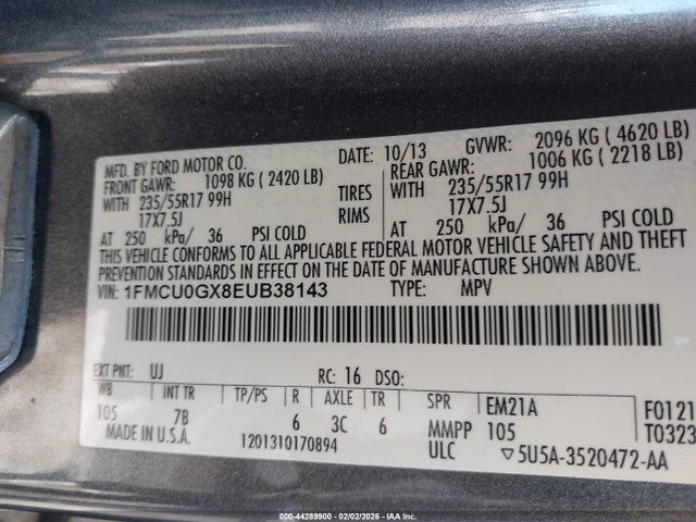 1FMCU0GX8EUB38143 Ford ESCAPE SE