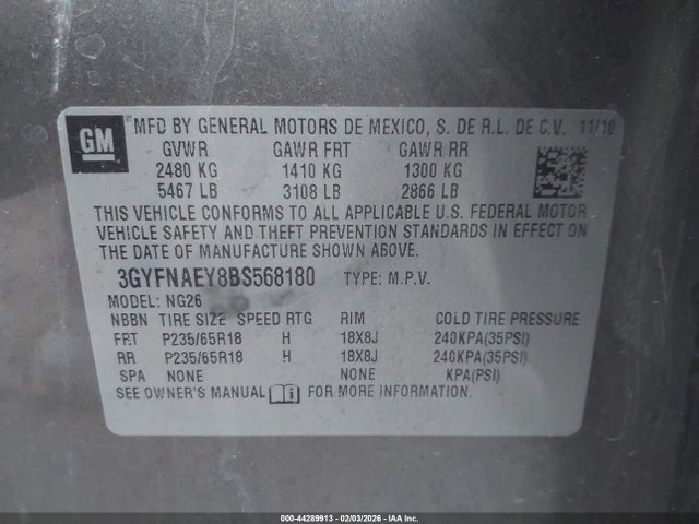 2011 CADILLAC SRX 3GYFNAEY8BS568180 Photo 8