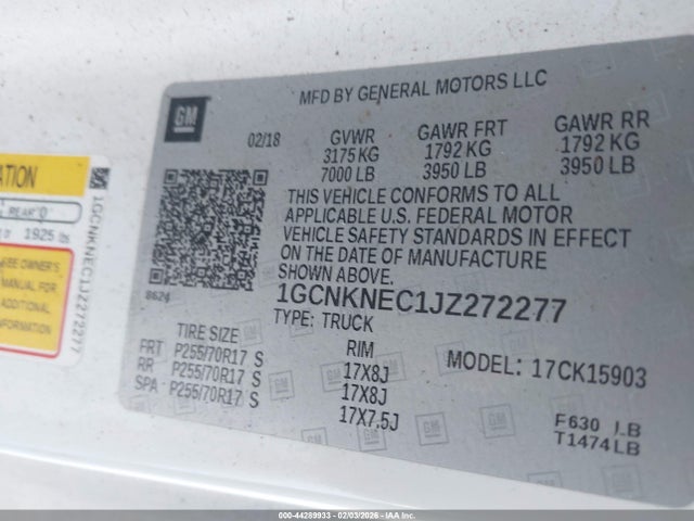 1GCNKNEC1JZ272277 Chevrolet Silverado 1500 Wt