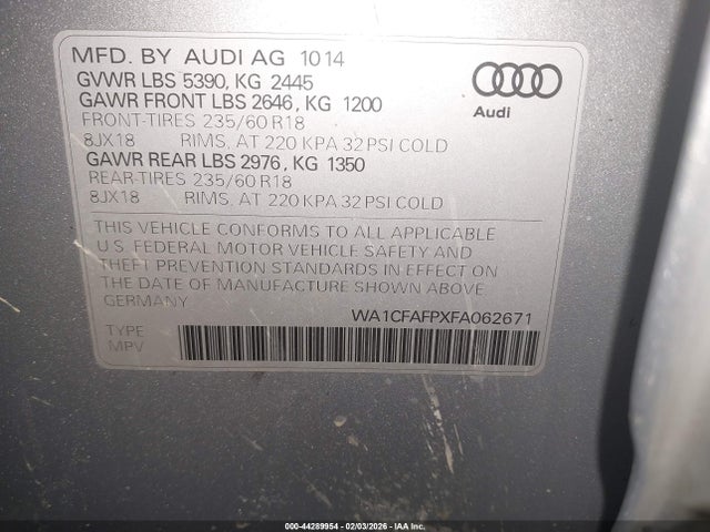 2015 AUDI Q5 WA1CFAFPXFA062671 Photo 8
