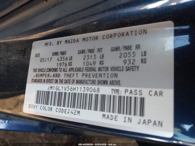 JM1GL1V56H1139068 Mazda Mazda6 Touring