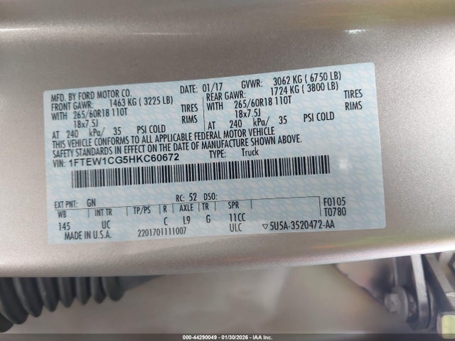 Ford F-150 Xlt 2017 1FTEW1CG5HKC60672 Image 9