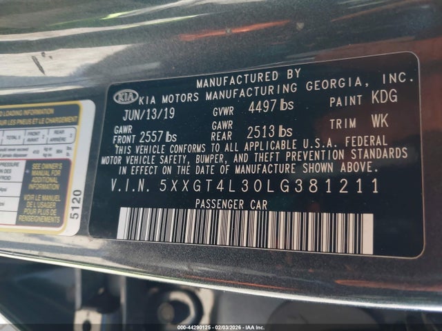 5XXGT4L30LG381211 KIA Optima Lx