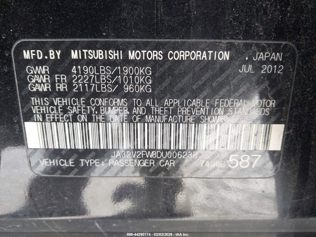 2013 MITSUBISHI LANCER JA32V2FW8DU006238 Photo 8