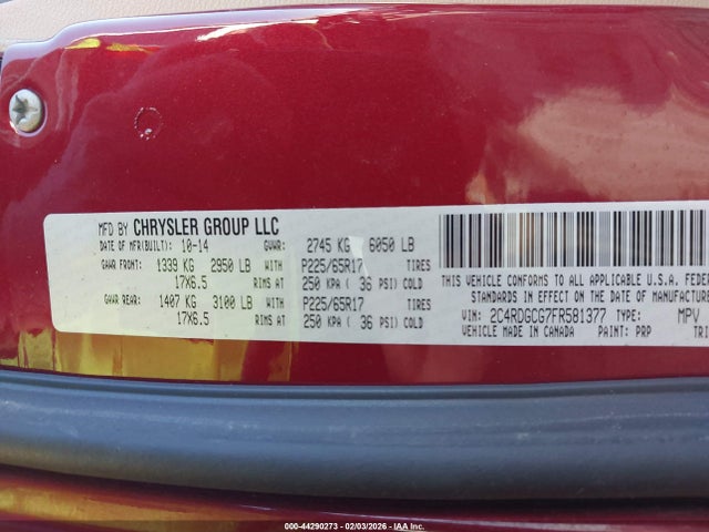 Dodge Grand Caravan Sxt 2015 2C4RDGCG7FR581377 Image 9