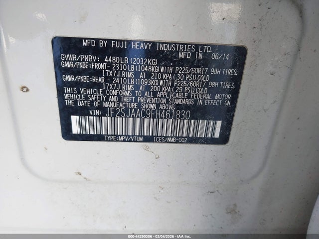 Продаж на аукціоні авто 2015 Subaru Forester 2.5i, vin: JF2SJAAC9FH461830, номер лоту: 44290306