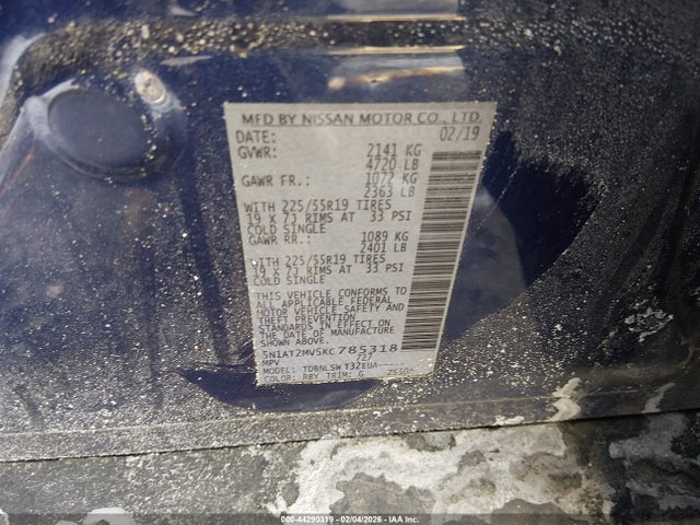 5N1AT2MV5KC785318 Nissan Rogue Sl