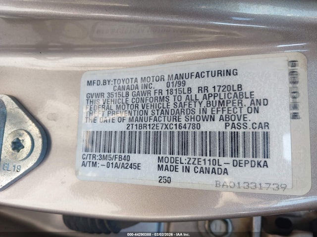 1999 TOYOTA COROLLA 2T1BR12E7XC164780 Photo 8