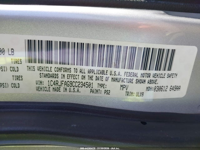 2012 JEEP GRAND CHEROKEE 1C4RJFAG9CC234501 Photo 8