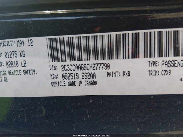 Продажа на аукционе авто 2012 Chrysler 300, vin: 2C3CCAAG9CH277790, номер лота: 44290508