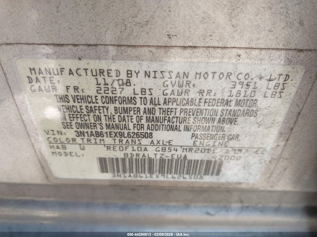 2009 NISSAN SENTRA 3N1AB61EX9L626508 Photo 8
