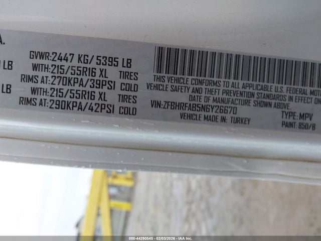 ZFBHRFAB5N6Y26670 RAM Promaster City Cargo Van
