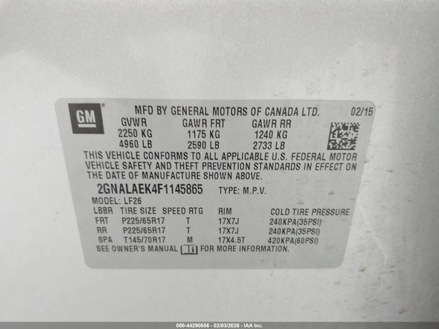 Chevrolet EQUINOX LS 2015 2GNALAEK4F1145865 Image 9