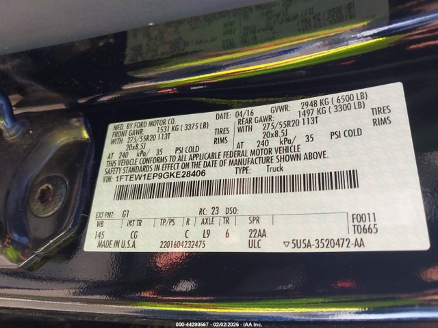 2016 FORD F-150 1FTEW1EP9GKE28406 Photo 8