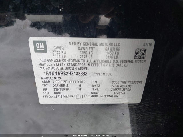 2017 CADILLAC XT5 1GYKNARS2HZ133882 Photo 8