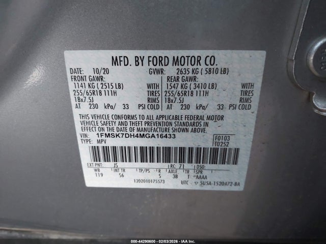 Ford EXPLORER XLT 2021 1FMSK7DH4MGA16433 Image 9