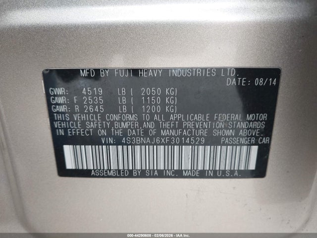 4S3BNAJ6XF3014529 Subaru Legacy 2.5i Limited