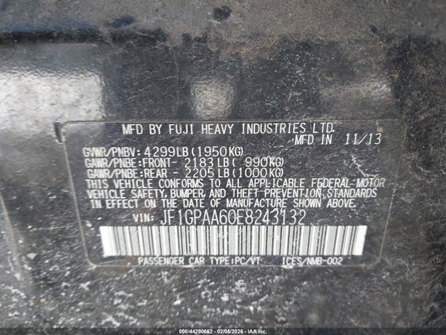 Subaru Impreza 2.0i 2014 JF1GPAA60E8243132 Image 9