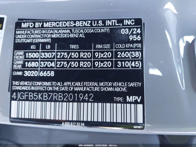 44290682 :رقم المزاد ، 4JGFB5KB7RB201942 vin ، 2024 Mercedes-benz Gle 450 4matic مزاد بيع