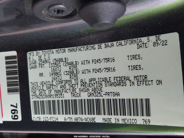 2022 TOYOTA TACOMA 3TMAZ5CNXNM195351 Photo 8