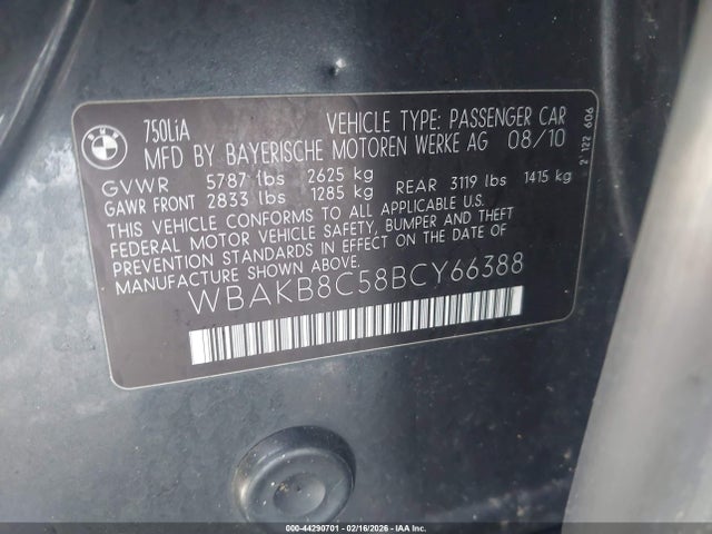 2011 BMW 750LI WBAKB8C58BCY66388 Photo 8