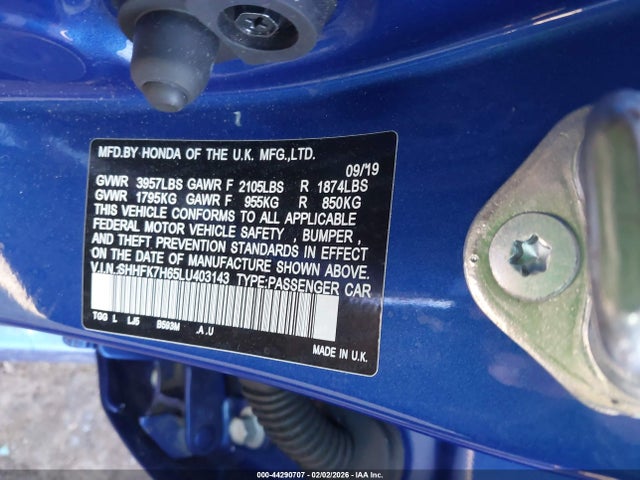 SHHFK7H65LU403143 Honda CIVIC EX