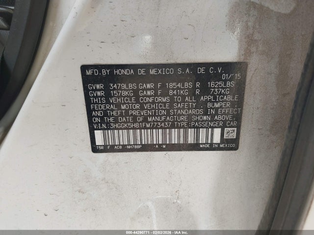 3HGGK5H81FM773437 Honda Fit Ex/ex-l