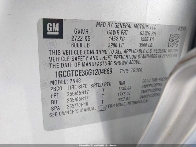1GCGTCE36G1204669 Chevrolet Colorado Lt