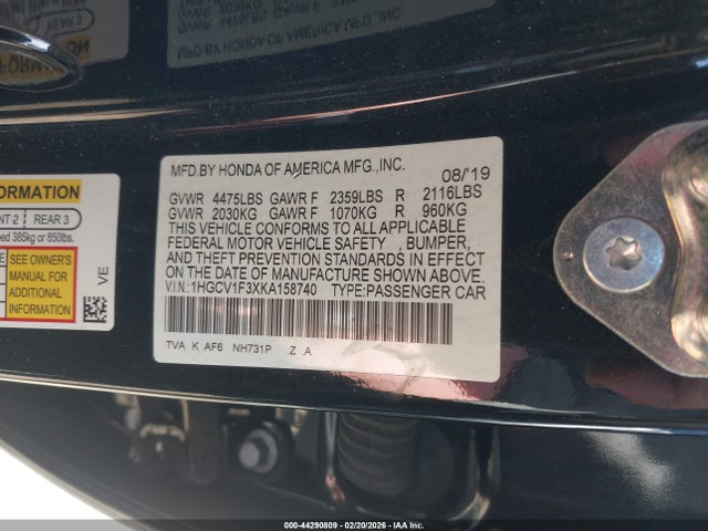 1HGCV1F3XKA158740 Honda Accord Sport